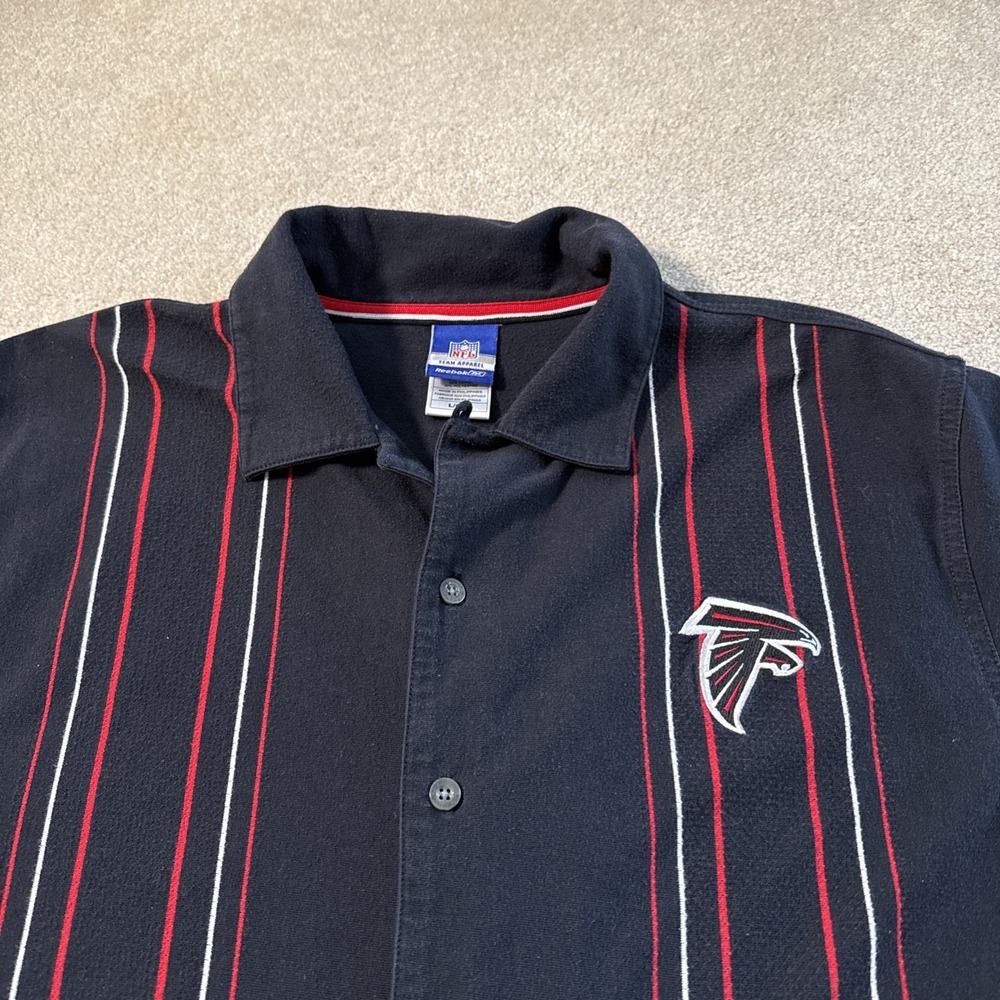 NFL Reebok Atlanta Falcons Button Up Bowling Shirt Y2K Loop Collar Sz L - Picture 4 of 11